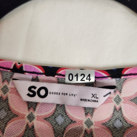 SO Goods For Life Pink and Black Flutter Sleeve Blouse Size XL Cottage Core - Picture 3 of 8